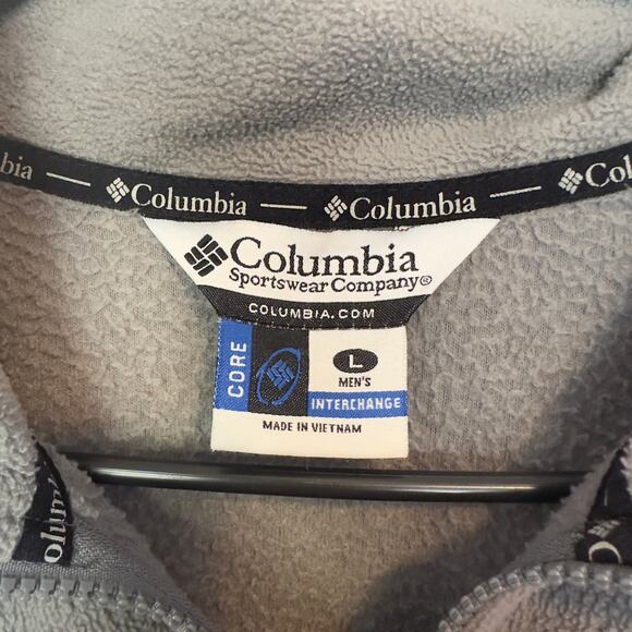 Columbia Men’s Full Zip Fleece Jacket Size L Gray Black Zip Pockets Fall Winter - Picture 3 of 8